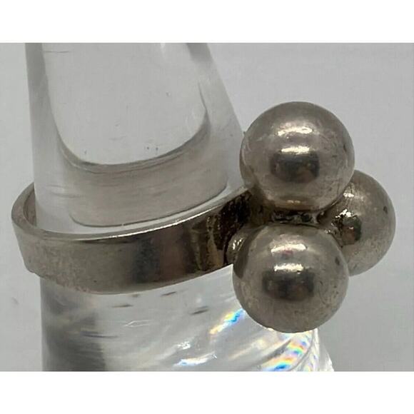 Sterling Silver MCM Brutalist Bengt Hallberg BEH 3 Sphere Ring Adjustable 7-9 - Picture 6 of 8